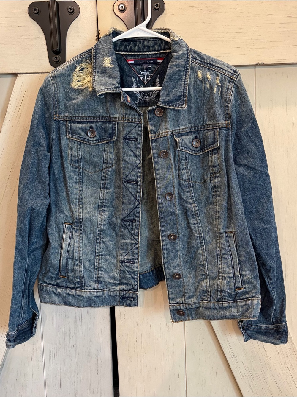 Tommy Hilfiger Distressed Denim Jacket - Size XLarge